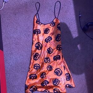 Hot Topic Orange and Black Pumpkin Mini Dress